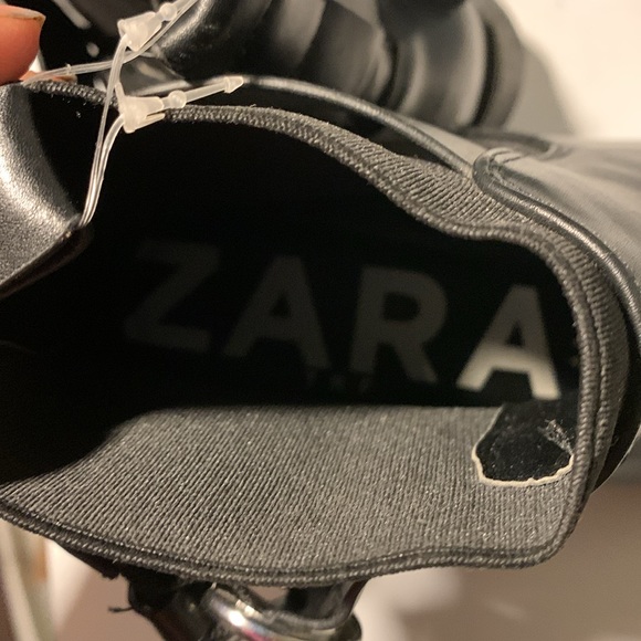ZARA TRF Ankle  Boots Womens 41 Black Leather Buckle block heel - Picture 7 of 10